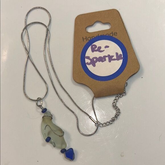 Silver Necklace with Blue Accents - Picture 1 of 3